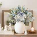 2 Pcs Fake Artificial Flowers Bouquet for Decoration, Silk Flower Arrangements Faux Flowers Plant Wedding Bride Bouquets Tables Centerpieces for Home Decor Indoor Vase Floral Table Decor (Blue White)