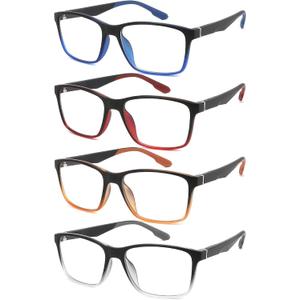 Reading Glasses for Men,4 Pack Lightweight Computer Readers for Men Blue Light Blocking with Spring Hinge,Mens eye glasses Anti Eyestrain/Dryness/UV,Two Tone Cheaters Reading Glasses +2.5