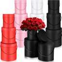 Cholemy Gift Boxes with Lids 3 Sizes Round Flower Boxes for Arrangements Nesting Flower Box with Handle for Mother's Day Graduation Wedding Present Wrapping(Pink, Red, White, Black)