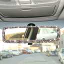 Bling Car Rear View Mirror, Rhinestones Crystal Clip-on Rearview Mirror with HD Glass, Compatible with Most Cars, SUVs, Vehicles, Auto Interior Accessories for Women Girl (Pink)