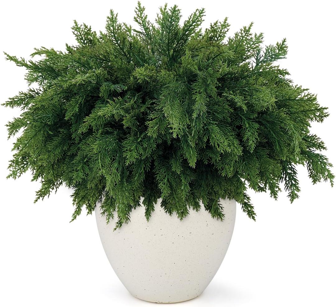 18 Inch Real Touch Cedar Branches - 16 Pcs Artificial Christmas Plants Branches, Faux Greenery Pine Stems Fake Cedar Picks for Vase DIY Crafts, Christmas Pine Branches for Home Indoor Decor