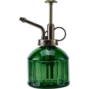 Glass Plant Mister Spray Bottle, Vintage Plant Spritzer Sprayer Mister, Succulent Watering Bottle with Top Pump, Small Glass Watering Can for Indoor Outdoor Houseplant - Dark Green