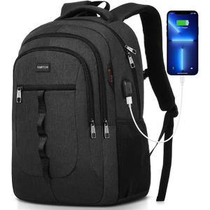 Black Backpack for Men and Women,School Backpack Bookbag for Teen Boys and Girls Laptop Backpack with USB for Collge Work Business (15.6 inch)