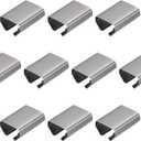 uxcell Fold Over Crimp End Caps, 50Pcs 20 x 16mm Ribbon End Clasp Tips Clamp Cord Ends for Jewelry DIY Craft Making, White Nickel