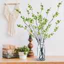 Riceshoot 6 Pcs 35.4 Inches Spring Green Artificial Leaves Branches Green Fake Plants with Stems Faux Leaf Shrub Bushes for Spring Home Indoor Centerpiece Vase Filler