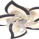REYDELUZ Low Profile Ceiling Fan with Lights,Modern Dimmable Flower Shape Ceiling Light Fan with Remote Control/App Control,for Bedroom/Childrens Room - Black
