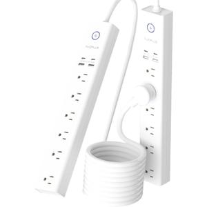 Power Strip Surge Protector with USB C Ports, AUOPLUS 6 Outlet and 4 USB Charger, 10FT Long Extension Cord Flat Plug(1250W/10A/2100J), Wall Mountable Overload Protection for Home Office Dorm