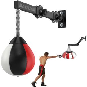 Adjustable Speed Bag for Boxing - Wall Mount Punching Bag Height Adjustable Bracket & Foldable Reflex Ball - Adults Teens and Kids Home Gym Boxing Bag Equipment - Fits Small Spaces