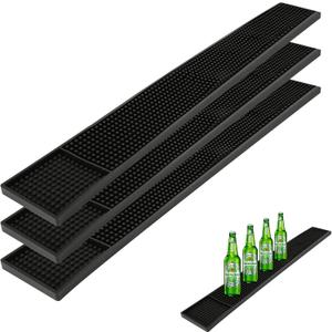 3 Pcs 24 x 3 Inch Rubber Bar Mats, Non-Slip Bar Service Spill Mat, Black Rubber Bar Mat, Bar & Wine Tools, Bar Mats Set for Countertop, Cafe, Bar, Kitchen, Restaurant, Hotel