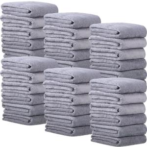 Newwiee 24 Pcs Coral Velvet Microfiber Bath Towels Sets 28 x 55 Inch Large Absorbent Multipurpose Quick Drying Soft Body Towels for Shower Bathroom Beach Fitness Yoga Sports Spa(Grey)