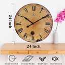 Rustic Large Wall Clock Silent Battery Operated for Farmhouse Livingroom,24 Inch Vintage Wall Clock Non-Ticking for Kitchen Bedroom Home School