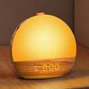 Wood Grain White Noise Sound Machine Sunrise Alarm Clock with 25 Soothing Sounds, 17 Dimmable Night Lights, Bluetooth Speaker Wake Up Light alarm clocks for bedrooms, Heavy Sleepers, Baby, Kids