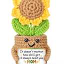 3 x Gifts for Mom from Daughter & Son, Mini Sunflower Crochet, Gift for Mother in Law Step Bonus Mom, Handmade Desk Decor