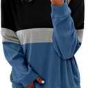 KISSMODA Womens Casual Long Sleeve Sweatshirts Color Block/Solid Tops Corduroy Crewneck Tunic Pullover with Pockets (Black, L)