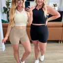 DHSO High Waisted Biker Shorts for Women-5" Spandex Tummy Control Athletic Workout Running Yoga Gym Shorts Pants Gifts(Light Khaki,S-M)