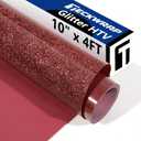 3 x TECKWRAP HTV Maroon Glitter Vinyl, Maroon Glitter Iron on Vinyl - 10" x 4FT Burgundy HTV for T-Shirt, and Other Clothing Appearance