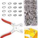 GTAAOY 100 Sets Metal Snaps Buttons with Fastener Pliers Press Tool Kit Perfect for DIY Crafts Clothes Hats and Sewing, Snap Button Fasteners Kit for Clothing Sewing (9.5mm / 400 PCS)
