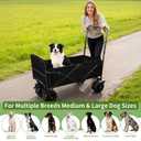 Dog Stroller for Large Dogs,Pet Stroller for Medium Dogs Up to 150lbs,Folding Dog Wagon Cart,Heavy Duty All-Terrain with Adjustable Handle,Storage Organizer,Waterproof Oxford Fiber,Black