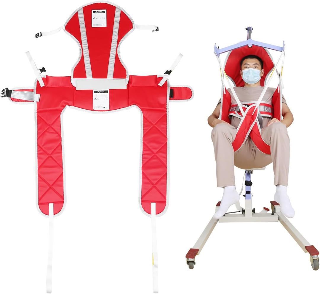 Patient Lift Sling Professional Hygiene Sling, Medical Commode Patient Lift Aid Transfer Sling for Elderly Shower Bath, Patient Lifts for Home Use, 500lbs (Medium-Sling&Head Support)