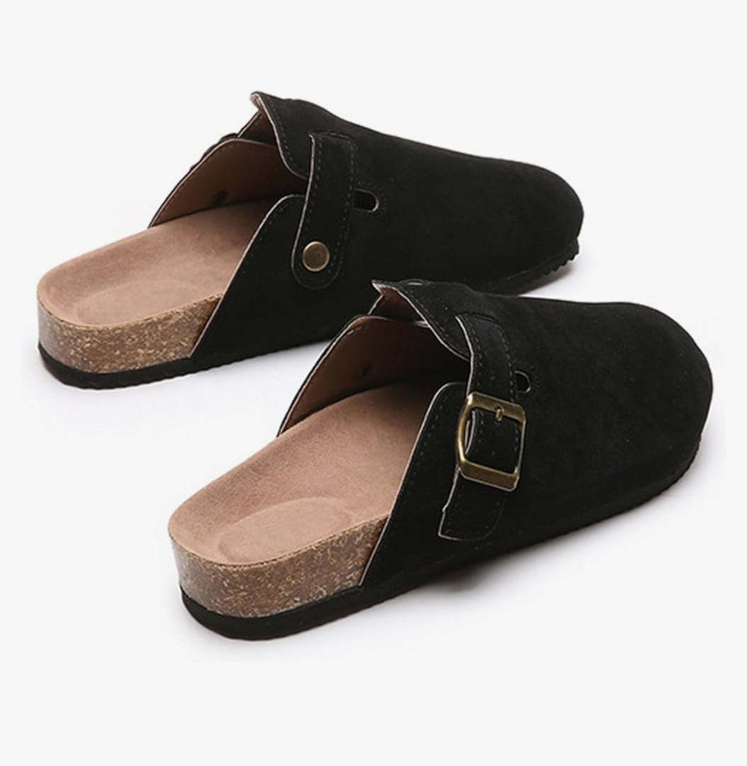 Clogs Slippers Mules House Slippers Corrective shoeswith Arch Support Adjustable Buckle Sandals Suitable for Men Women with Soft Padded Cork Like Insoles Round Toe Shoes Size 42