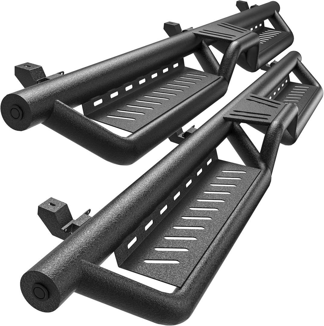 YITAMOTOR Running Boards & Side Step Compatible with 2018-2026 Jeep Wrangler JL JLU Unlimited 4 Doors, Black Powder Coated Nerf Bar with Two-Stair for Roof Operation