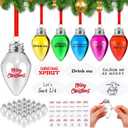 Baquler 30 Pcs Christmas Fillable Light Bulb Hanging Ornament Plastic Fillable Christmas Tree Ornaments Clear with Screw Off Cap and Rope Xmas Sticker for Holiday Party Decor Indoor Outdoor