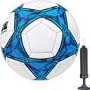 Soccer Ball Size 3,4,5 Soft PU for Practice Training Gift Boys Girls Kid Come with Pump and Needle (Blue)