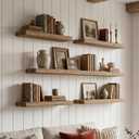 Reclaimed Wood Floating Shelves, Set of 2, 48x8x1.4 inch, Natural