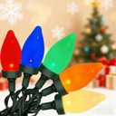 C7 LED Christmas String Lights,26FT Outdoor Christmas Lights with 50 LED Xmas Colorful Warm White Bulbs, Vintage Xmas Lights Outdoor Decorate Tree/Garden/Party/Room (Multicolor(50light-glossy))