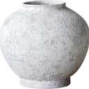 Rustic Terracotta Handle Flower Vase, Height 19.5cm/7.67in Vintage Clay Vases Farmhouse Decor, for Living Room Entryway Table Centerpiece Decor, White 