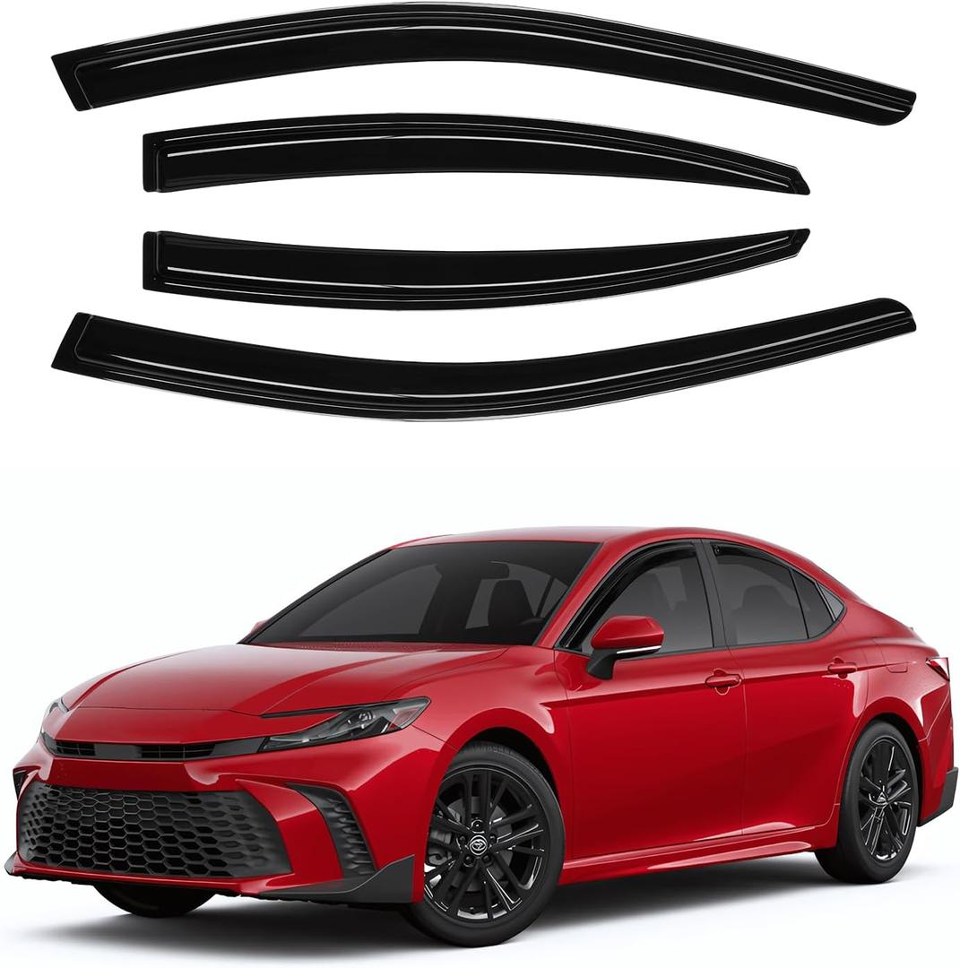 Canvcle Window Visors Rain Guards for 2025 2026 Toyota Camry Accessories, Outside-Mount Tape-On Side Window Wind Deflectors Vent Visors Shades Rainproof 4PCS