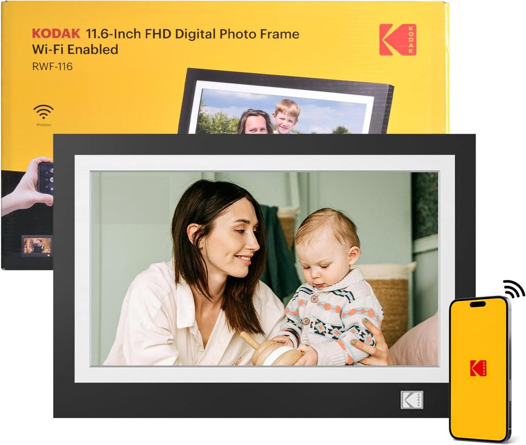 KODAK WiFi Digital Picture Frame, 11.6 Inch 1366 * 768 HD IPS Touchscreen Digital Photo Frame with 32GB Storage, Easy Setup to Share Photos or Videos, The Best Gift for Family and Friends