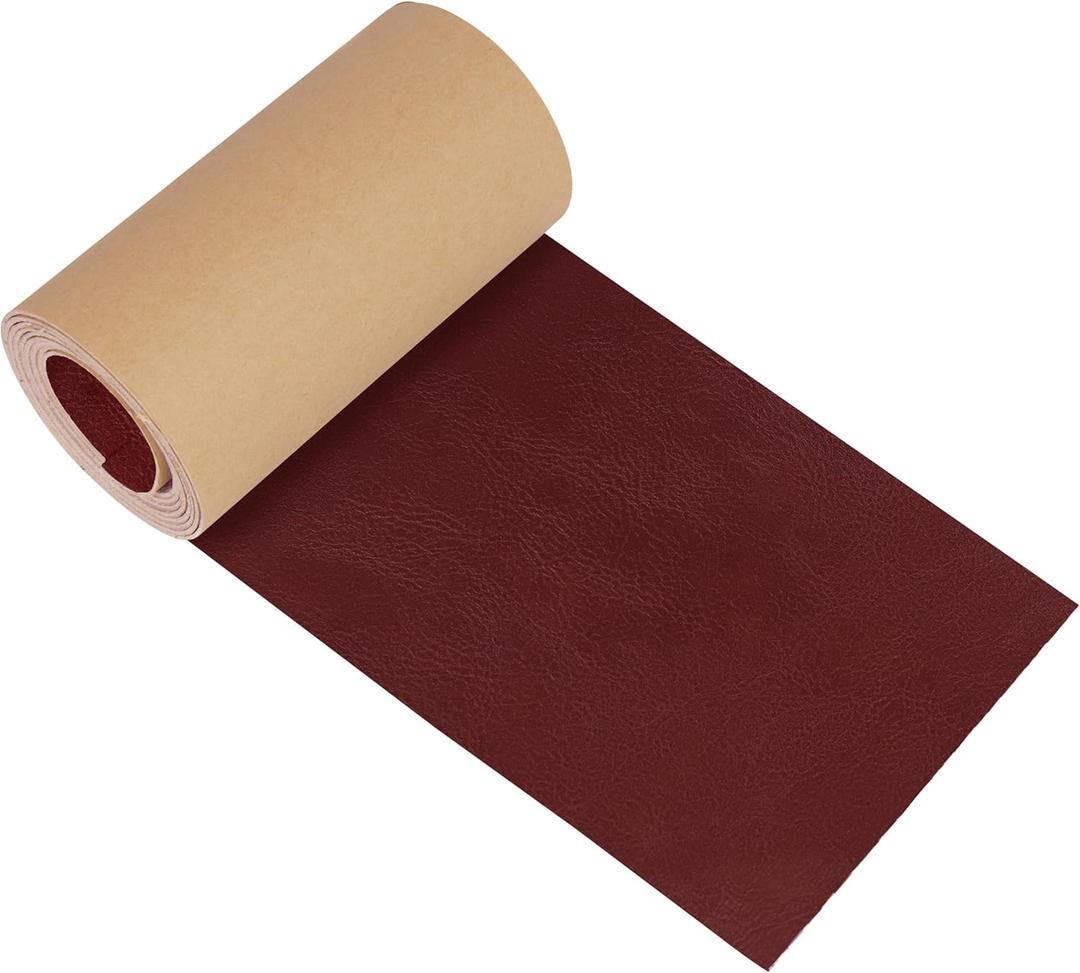 NPBAG Leather Repair Patch Kit 4 x 50 Inches, Self-Adhesive Leather Tape Upholstery Vinyl Sticker for Couches, Sofa, Furniture, Car Seats, Bags, Jackets (Crazy Horse),  Red Brown