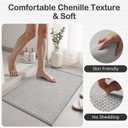 MontVoo Bath Mat,Chenille Absorbent Bathroom Mat Quick Dry Rubber Backed Bathroom Rugs Non Slip Washable Bath Mats,Ultra Thin Bathroom Rugs Fit Under Door,17"x24",Grey