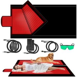 84.6'' X 33.5'' 2680 Pcs LED Red Light Therapy Mat Full Body Sleeping Bag, Extra Large 650nm 850nm Red and Near Infrared Light Therapy Bed Blanket Device with 3 Mode & 9 Timer, Pain Relief, Detachable
