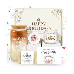 Birthday Gifts for Women, Happy Birthday Gift Baskets for Women, Women Unique Bday Gifts Ideas for Best Friend, Her, Sister, Daughter, Coworkers, Families - Not a Day over Fabulous Glass Gifts Box