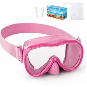 2 x Kids Swim Goggles with Nose Cover, Anti-Leak Swim Mask with Elastic Fabric Strap, UV Protection Swimming Goggles for Kids