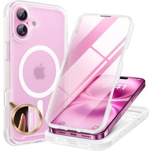 Miracase Magnetic for iPhone 16 Plus Case Full-Body Phone with Built-in Glass Screen Protector, [Compatible with MagSafe] Military Drop Proof 16 Plus Cover Bumper 6.7 inch, Matte Clear