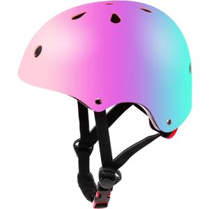 Color Gradient Adjustable Kids Bike Helmet Toddler Helmets for 3-5-8-14 Years Kids Girls Boys Youth Bicycle Helmet for Scooter Balance Bike Roller Skating Skateboard (Pink purple blue)
