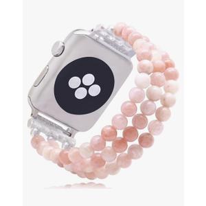 Natural Stone Beaded Bracelet Compatible with Apple Watch Band Series 9, 10, Ultra 2, SE, Ultra 8 7 6 5 4 3 2 1, Elastic Stretchy Watch Strap for iWatch Band 38mm 40mm 41mm 42mm 44mm 45mm 49mm Women