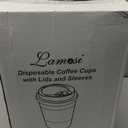 Lamosi 100 Pack 16 oz Disposable Coffee Cups with Lids and Sleeves, Leak-Proof To Go Paper Coffee Cups with Lids, Hot/Cold Beverage White Drinking Cup for Home, Office, Parties, Travel