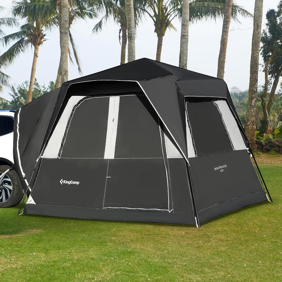 KingCamp SUV Tent, Instant 6-8 Person Waterproof & Windproof Tailgate Car Camping Tent with Movie Screen for Family Camping & Outdoor Adventures, 110.24"L x 110.24"W x 86.61"H