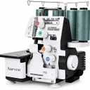 Serger Overlock Sewing Machine, 3/4 Thread Heavy-Duty Metal Frame with Differential Feed, 1250 Stitches Per Minute, 12 Built-in Stitch Options, Color-Coded Threading, LED Light & Foot Pedal for Home