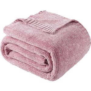 BATTILO HOME Chenille Throw Blanket for Couch, Pink Blanket Throw Chenille Knitted Blankets for Home Decor, Super Soft Blush Pink Throws for Bed Sofa Living Room, 51"x67" BATTILO HOME Chenille Throw Blanket for Couch, Pink Blanket Throw Chenille Knitted Blankets for Home Decor, Super Soft Blush Pink Throws for Bed Sofa Living Room, 51"x67"