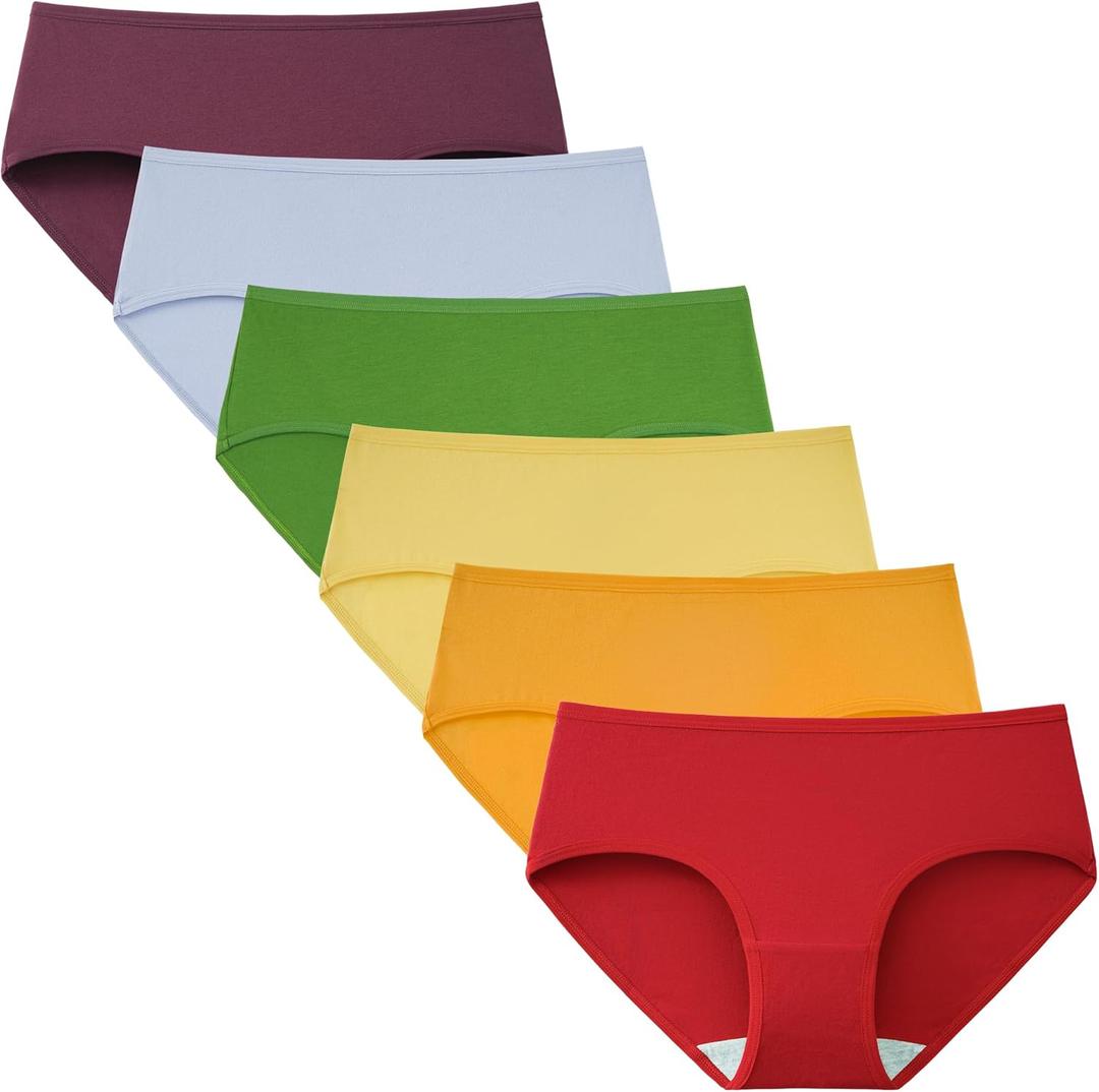 INNERSY Womens Underwear Cotton Hipster Panties Regular & Plus Size 6-Pack (X-Large, Vibrant Rainbow)