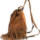 Women Backpack Purse Suede Fringed Tassel Shoulder Bag Fashion PU Leather Travel Bag Daypacks Purse