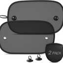 Car Sun Shade, 2 Pack Window Shade for Baby Universal Cling Sunshade for Side Window Sun Glare and UV Protection for Kids/Adults/Pets - 20''x12'' Fits 98% Cars(Suction Cup Stick) (Black:M)