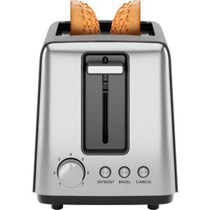 Chefman 2 Slice Toaster, 7 Shade Settings, Removable Crumb Tray, Thick Bread and Bagel Toaster with Defrost and Cancel Buttons Black