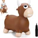 ZOOJOY Bouncy Animal Hopping Toys, Inflatable Brown Bouncy Hopper for Toddles, Outdoor Indoor Bouncing and Riding Bull Toys for Boys Girls, Birthday Gifts for 18 Months 2 3 4 5 6 Yrs w/Pump