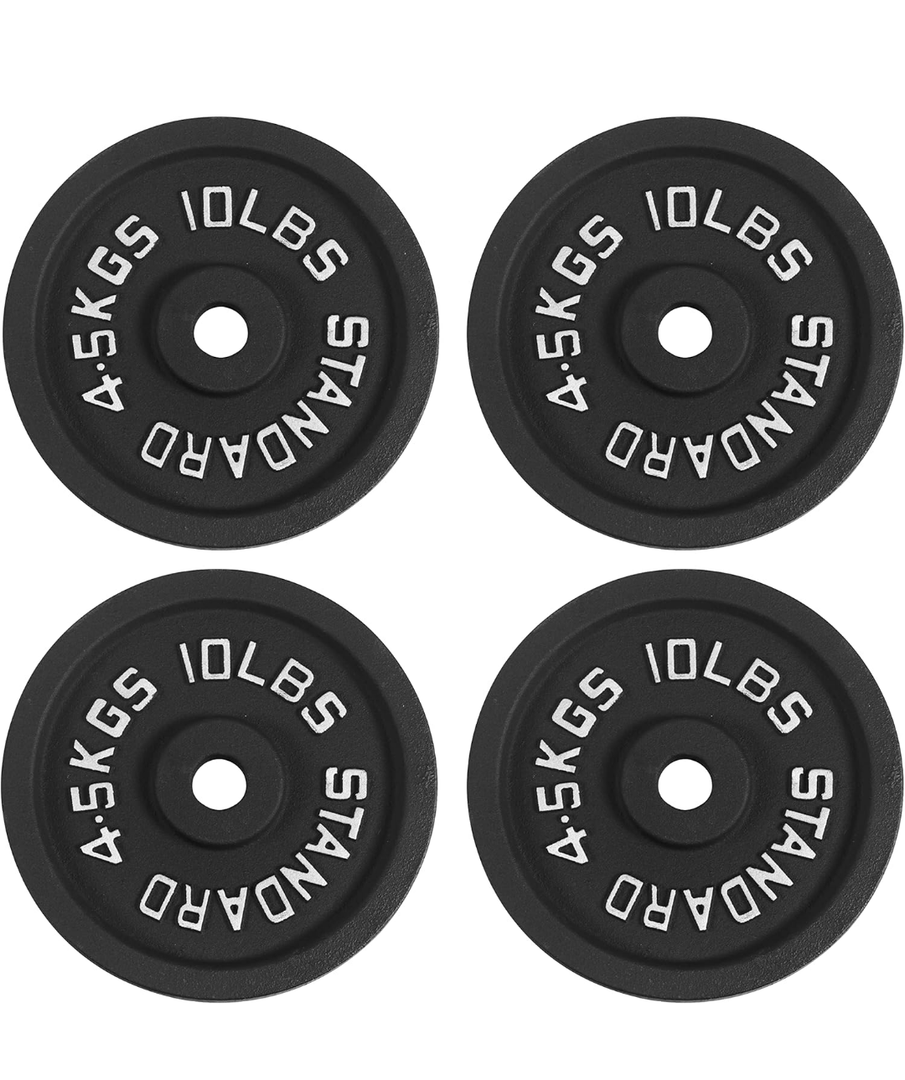 Cast Iron Plate Weight Plate For Strength Training And Weightlifting, Olympic Or Standard, 10 Lbs Each, 4 Count
